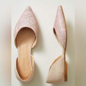 LIKE NEW Sundance Fontainebleau Blush Lace D’Orsay Flats Size 37/US 7